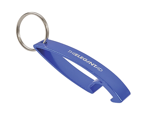Arc Engraved Keychain Bottle Openers - Blue