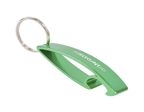 Arc Engraved Keychain Bottle Openers - Green