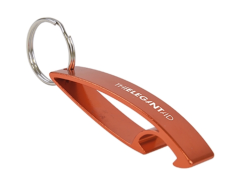 Arc Engraved Keychain Bottle Openers - Orange