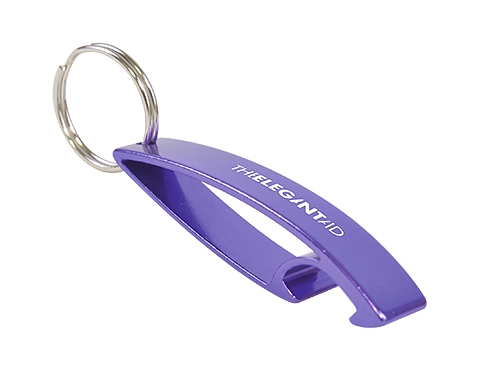 Arc Engraved Keychain Bottle Openers - Purple