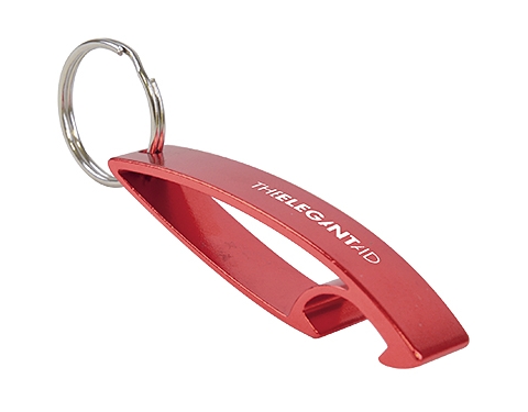 Arc Engraved Keychain Bottle Openers - Red