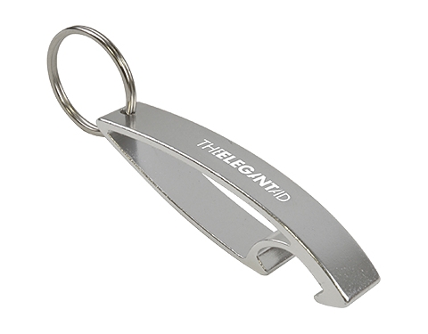 Arc Engraved Keychain Bottle Openers - Silver