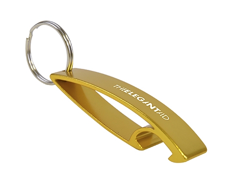 Arc Engraved Keychain Bottle Openers - Yellow