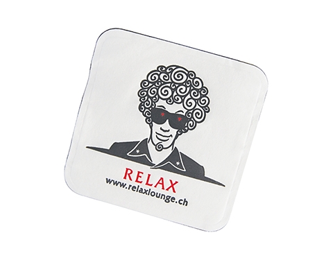 Square Rounded Wax Backed Tissue Coasters - White
