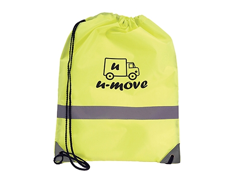 Neon High Visibility Reflective Drawstring Bags - Neon Yellow