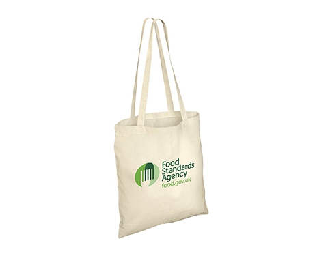 Long Handled Unbleached 5oz Natural Cotton Tote Bags - Natural
