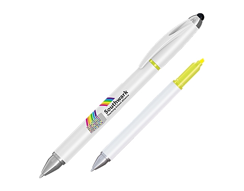 Hi-Cap Multi-Function Highlighter Pens - White