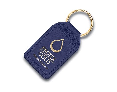Small Rectangular Recycled Leather Keyfobs - Dark Blue