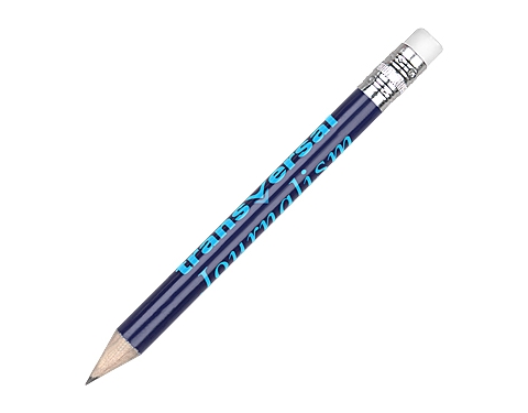 Promotional Mini Pencils With Eraser - Navy Blue