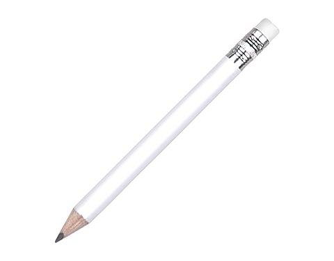 Promotional Mini Pencils With Eraser - White