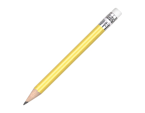 Mini Pencils With Eraser - Yellow