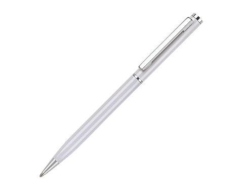 Cheviot Argent Slimline Metal Pens - White