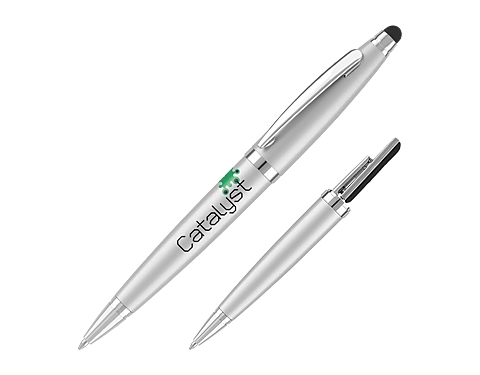 Toggle Stylus Screen Cleaning Metal Pens - Silver