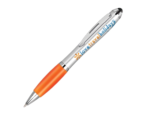 Promotional Contour Argent Stylus Pens - Orange
