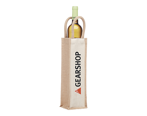 Buckden Jute Wine Bottle Gift Bags - Natural