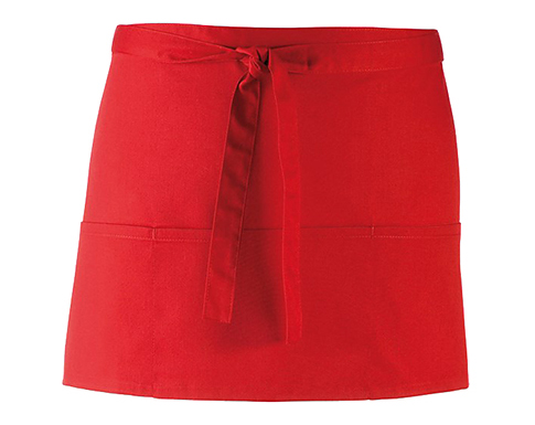 Premier Colours 3 Pocket Short Bib Aprons - Red