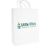 Brookvale Large Twist Handled Recyclable Paper Bags in white with your design at GoPromotional