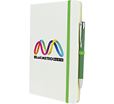Custom printed Inspire A5 Soft Feel Blizzard Notebook With Pocket & Pen