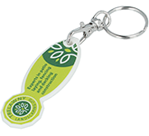 White Recycled Oval Trolley Stick Keyrings for environmentally friendly giveaways