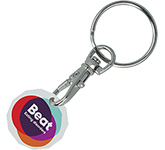 Antimicrobial Recycled Trolley Coin Keyring - White