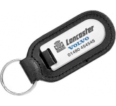 Printed Large Cigar Shaped Die Stamped Medallion Premium Leather Keyrings in a choice of colours