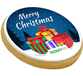 Logo branded Round Shortbread Christmas Biscuits at GoPromotional