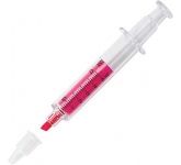 Syringe Highlighter Pens branded with a company logo for healthcare promotions