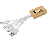 Sustainable Harvard Bamboo Charging Cables printed or engraved with your logo at GoPromotional