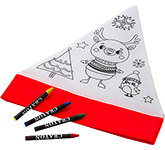 Printed Children's Santa Hats With Colouring Crayons for Christmas promotions