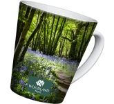 Full colour branded Satin Latte Photo Mugs with your design at GoPromotional