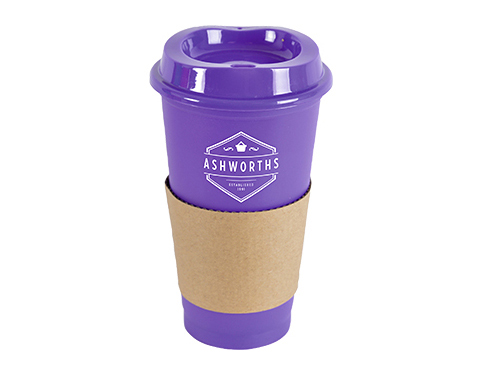 Bistro 500ml Plastic Take Away Mugs - Purple