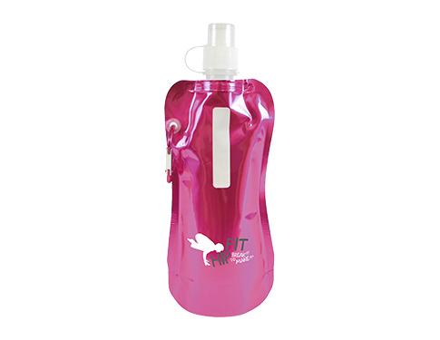 Cabo Metallic 400ml Folding Water Bottles - Pink
