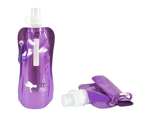 Cabo Metallic 400ml Folding Water Bottles - Purple