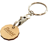 Branded Sherwood £1 Bamboo Trolley Coin Keyrings with your logo at GoPromotional
