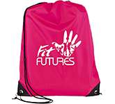 Logo branded Essential Recyclable Polyester Budget Drawstring Bags in many colours at GoPromotional
