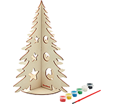 Branded DIY Wooden Christmas Tree & Paint Sets in natural wood at GoPromotional
