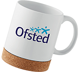 Cairo Ceramic Cork Mugs in white for corporate promotions