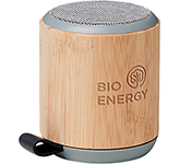 Custom printed Barrel Bamboo Wireless 3W Speakers with your graphics at GoPromotional
