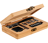 Laser engraved Rochdale Bamboo Tool Sets with your logo at GoPromotional