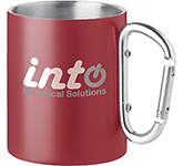 Bespoke printed Trent 300ml Carabiner Double Wall Metal Travel Mugs with your design at GoPromotional