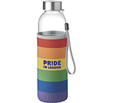 Pride Rainbow Glass Drinking Bottle With Neoprene Pouch branded with your design at GoPromotional