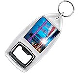 Branded Acrylic Keyring Bottle Openers for bars, clubs and pubs