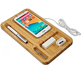 Branded Toyko Bamboo Wireless Charging Desk Organisers for executive office marketing projects