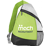 Printed promotional Brooklyn Sling Budget Backpacks in many colours for schools and university students at GoPromotional