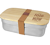 Branded Wessex Stainless Steel Bamboo Lid Lunch Boxes with your logo at GoPromotional