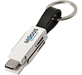 Logo branded Detroit 4-in-1 Keychain Charging Cables at GoPromotional