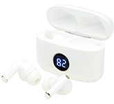 Custom logo printed Titan Evo ANC True Wireless Earbuds in white at GoPromotional