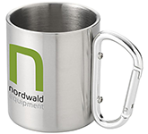 Branded Carabiner 200ml Metal Travel Mugs with your logo at GoPromotional