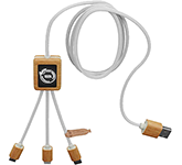 Recycled SCX Design C39 RPET 3-in-1 Light Up Logo Charging Cable With Wooden Casing for eco-friendly branded promotions