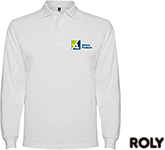 White Roly Estrella Long Sleeve Polo Shirt embroidered with your corporate brand